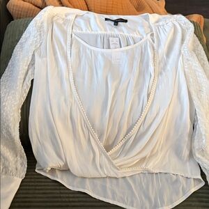 White House Black Market Ivory Draped Blouse